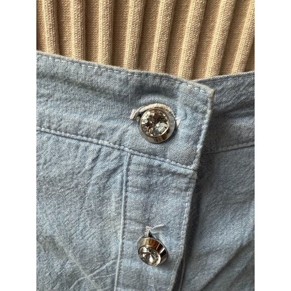 Vintage Alexa E. Light Blue Button-Front Cotton Skirt Size Small Made In USA - Picture 2 of 16